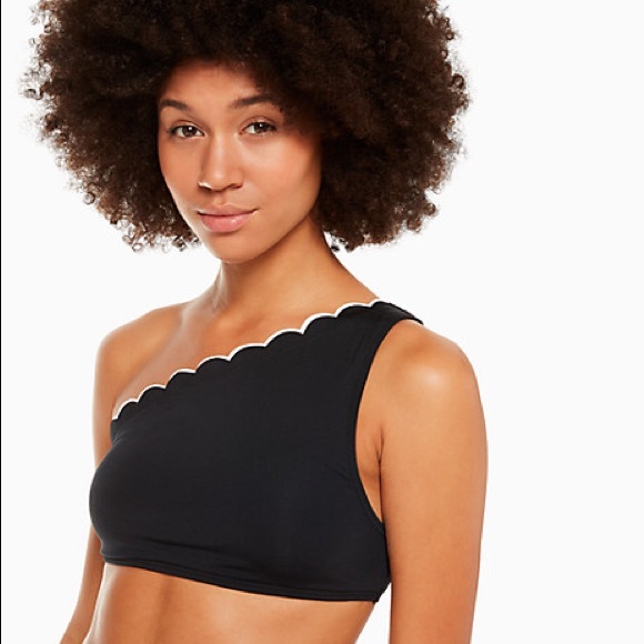 KATE SPADE NY 1-shoulder-Hi-waist Bikini NWT M Blk - Picture 4 of 5